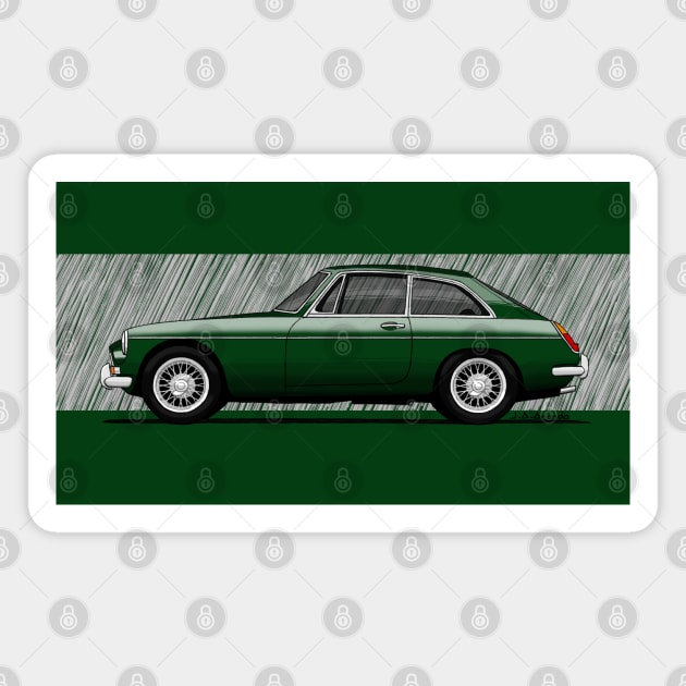 My drawing of the MGB GT transparent with background Magnet by jaagdesign